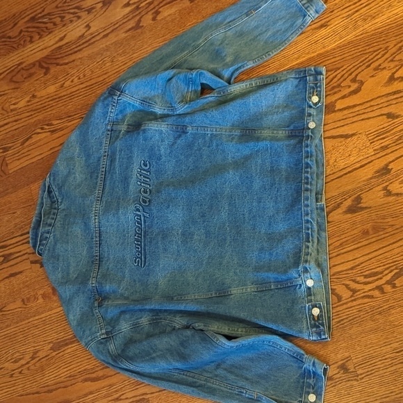 Vtg. Southern Pacific Railroad oversized denim truckers jean jacket sz XXL - Picture 7 of 11